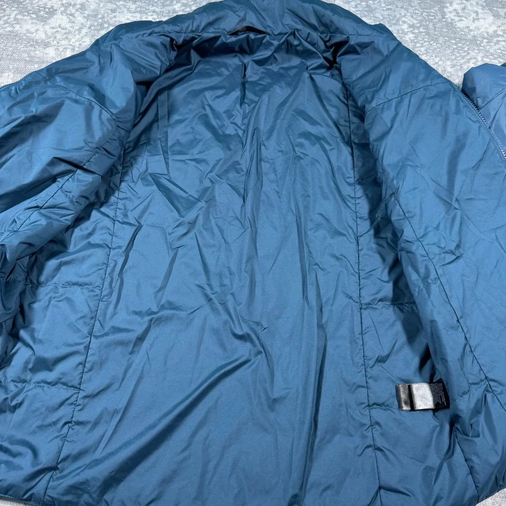 The North Face Puffer Jacket Mens Medium Blue Insulated Full Zip Quilted Coat
